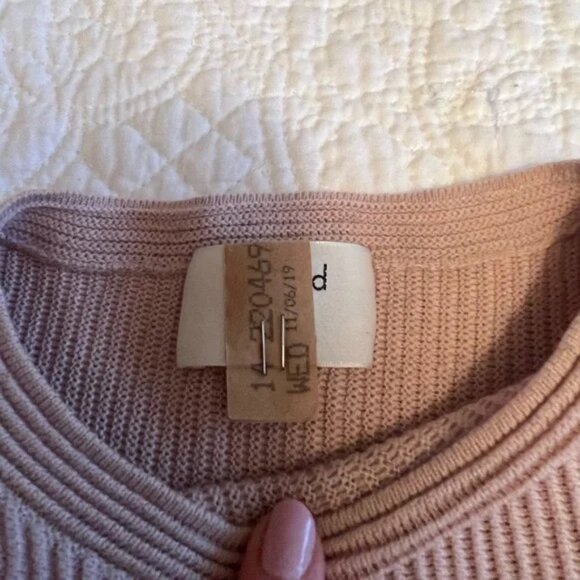 Aritzia Wilfred Coline Dolman Sleeve Ribbed Dusty Blush Pink Linen Blend Sweater - Picture 5 of 12